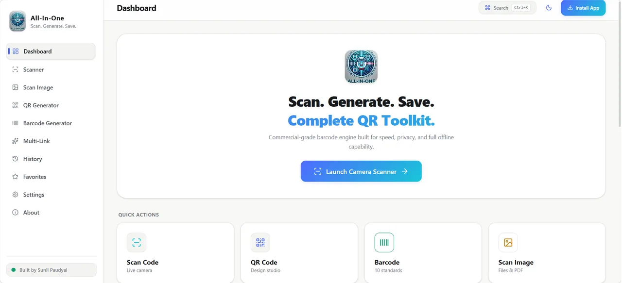 All-In-One — Smart QR & Multi-Link Hub – Full-Stack Developer & QA Engineer by Sunil Paudyal