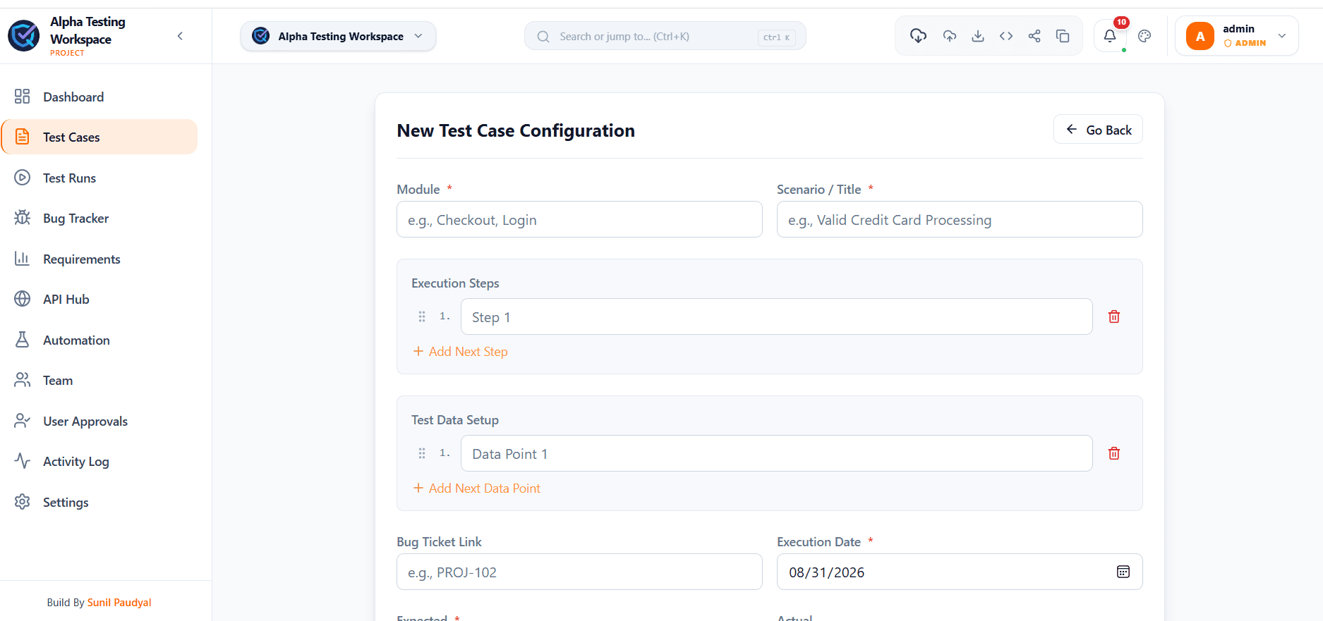 QA Testing Management Tool screenshot 3